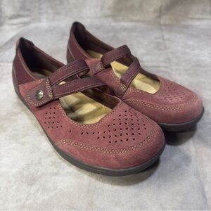 EARTH SPIRIT Burgundy Merlot Suede Leather Comfort Mary Janes Shoes Sz 9